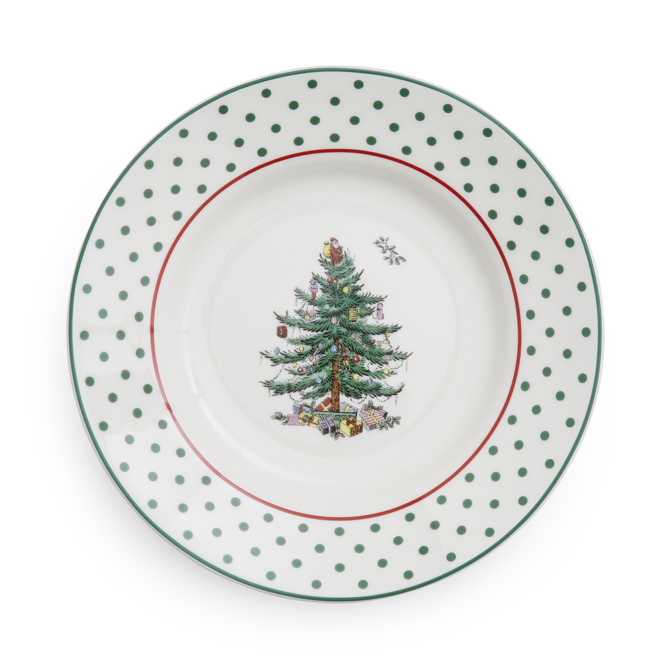 Christmas Tree Polka Dot Tidbit Plates Set of 4 image number null